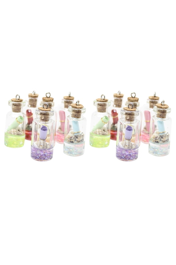12 Pieces Assorted Color Jewelry Making Bottles and Necklace Charms for Crafting Unique Family Projects
