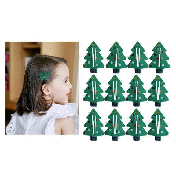 Minkissy 12Pcs Christmas Hair Clips Green Tree Barrettes Stylish Decorative Hair Accessories for Any Hairstyle