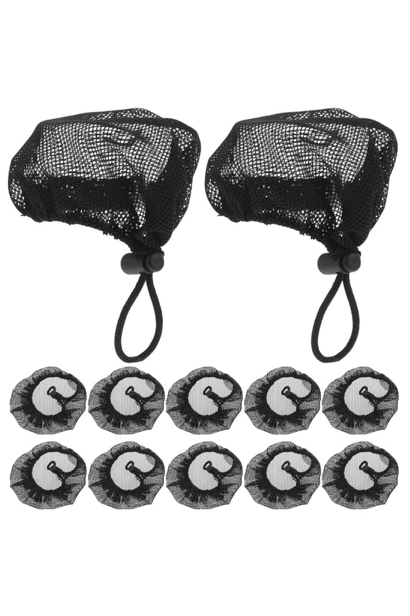 12-Pack Black Polyester Hair Bun Covers for Women, Hair Wrap Nets for Work, Dance, Sports, and Everyday Use