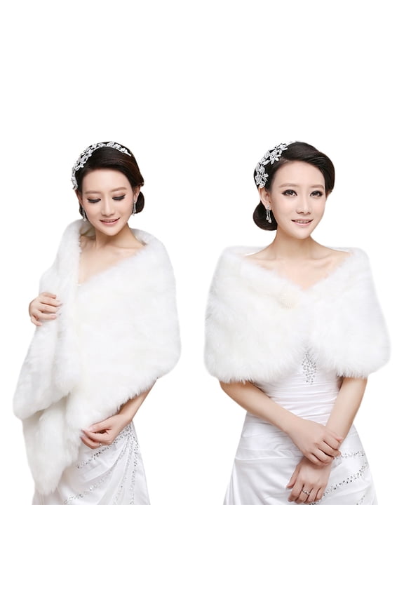 1Pack Plush Shawl Beige Crescent Shape Elegant Design for Women Wedding Party