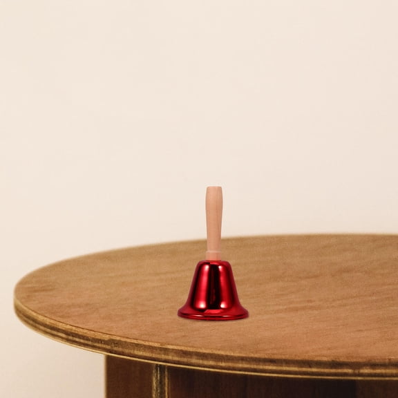 Minkissy Red  Hand Bell Wooden Iron for Teachers Home and Commercial Use