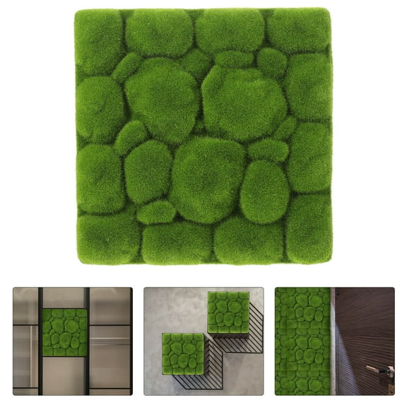 Minkissy Artificial Greenery Hedge Wall Panels 11.8x11.8in Moss Mats for Office Decoration