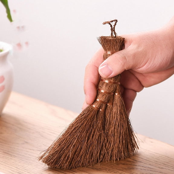 Minkissy 1Pack Small Broom Brush for Cleaning Brown Lightweight Design Home Cleaning Tool