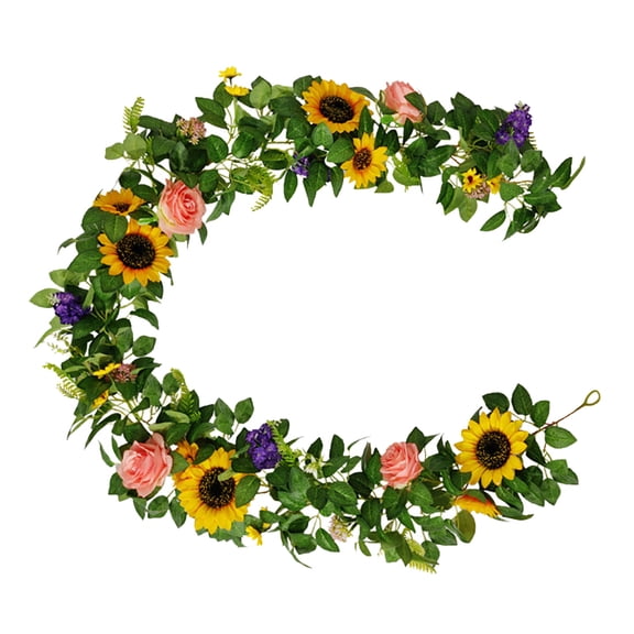 Minkissy 1Pack Sunflower Vine Assorted Color Silk Cloth Plastic Decorative For Wedding And Altar Decor
