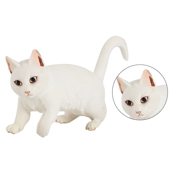 Minkissy 1Pack White Cat Statue Ornament for Home Office Desk Decoration with Cute Animal Sculpture