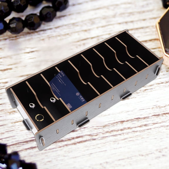 Minkissy Black Wood Mail Sorter Organizer and Compartment Holder for Home Desk Storage