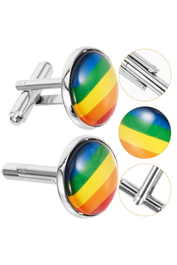 1Pair Cufflinks for Men Multi Color Suit Jewelry Unique Gifts for Dad and Grandfather