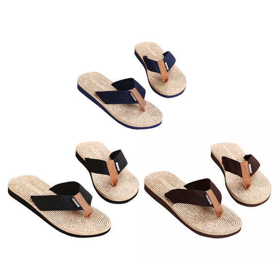 Minkissy 1Pair Flat Bottom Men Flop Slippers Durable Comfortable for Indoor Outdoor Black