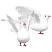 Minkissy White Artificial Pigeon Decor Realistic Foam Plastic for Home 1Pair
