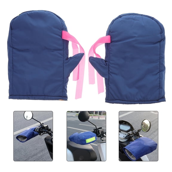 Minkissy 1 Pair Plush Lined Motorcycle Winter Gloves Thickened Warm Comfortable Riding Gear