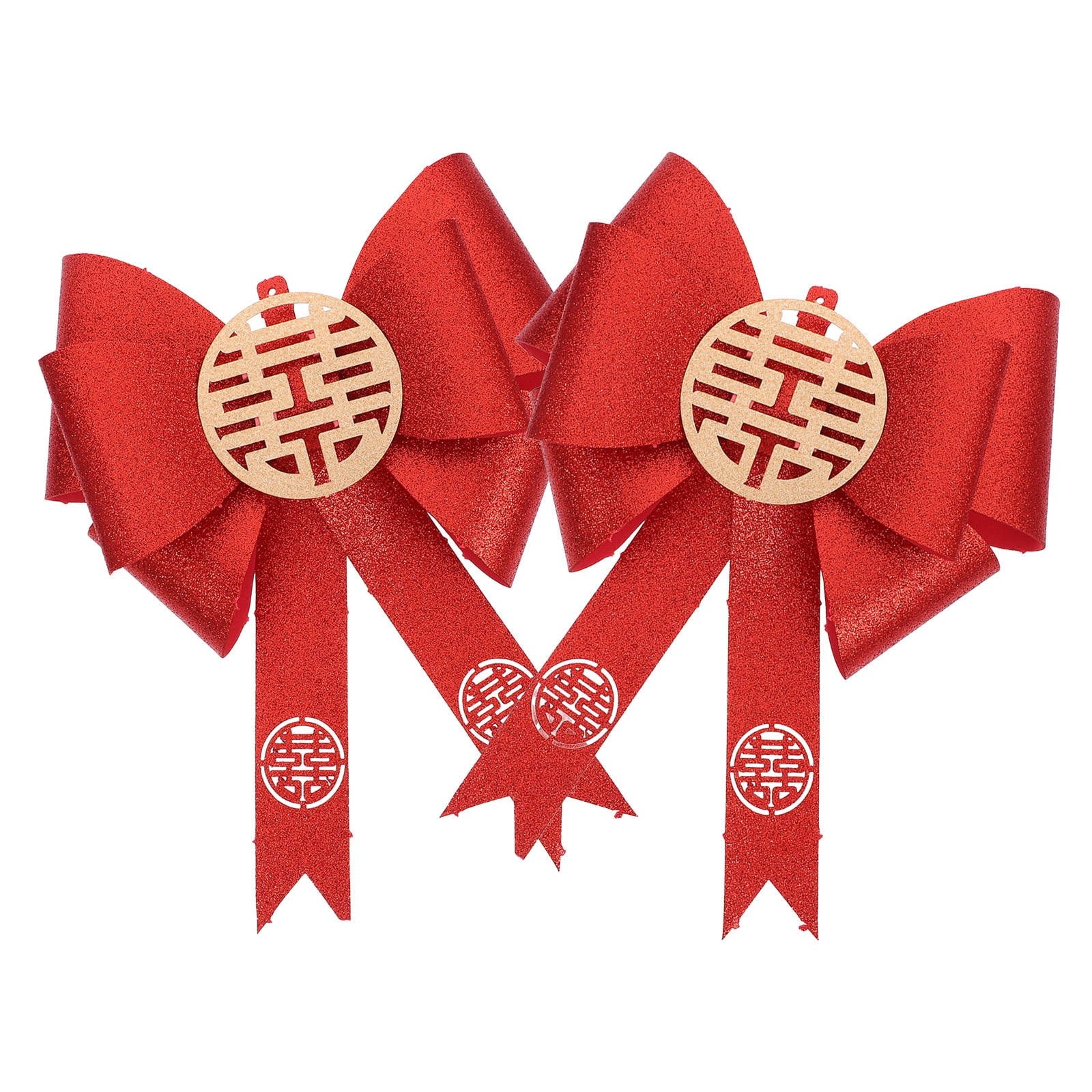 Minkissy 1Pair Red Bow Cupcake Toppers for Wedding Car Decorations and ...