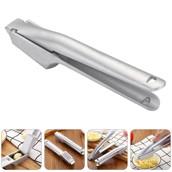 Minkissy Aluminum Garlic Press Manual Crusher Kitchen Tool for Easy Garlic Mashing and Cooking