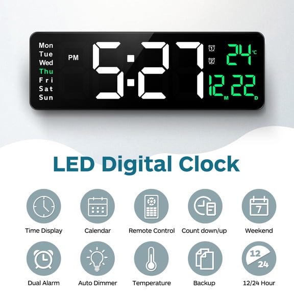 Minkissy 1Pc Black Digital Wall Clock with Large Display Countdown Timing and USB Power