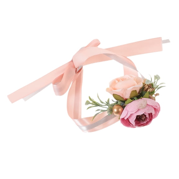 Minkissy 1Pc Bride Wedding Accessory Lavender Wedding Wrist Flower with Realistic Artificial Flowers