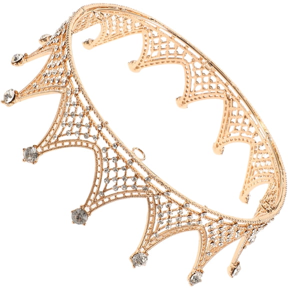 Minkissy 1Pc Classic Round Crown Gold Hairpiece Durable Material Wedding Accessory