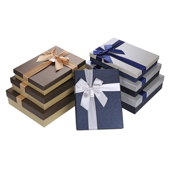 Minkissy 1Pc Elegant Grey Box with Ribbon Perfect for Storage and Organization