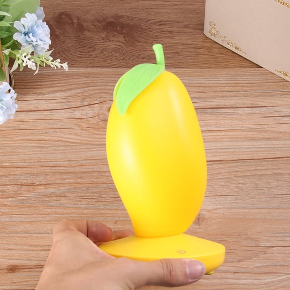 Minkissy 1Pc LED Night Light Mango Shape Touch Sensor Decorative Lamp for Living Room Bedroom Yellow