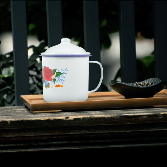 Minkissy 1Pc Water Cup Mug Cup in White Heat Resistant Iron for Home Office