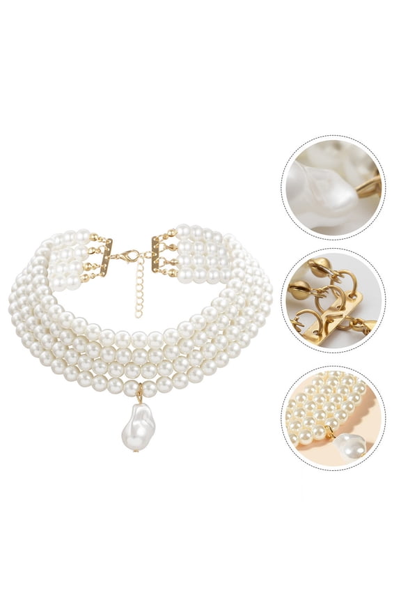 1Pc White Imitation Necklace Stylish Decorative Neck Jewelry for