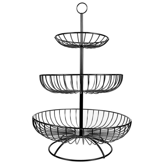 Minkissy Metal Standing Fruit Basket for Kitchen Countertop Fruit Holder Stand Black 1 Set