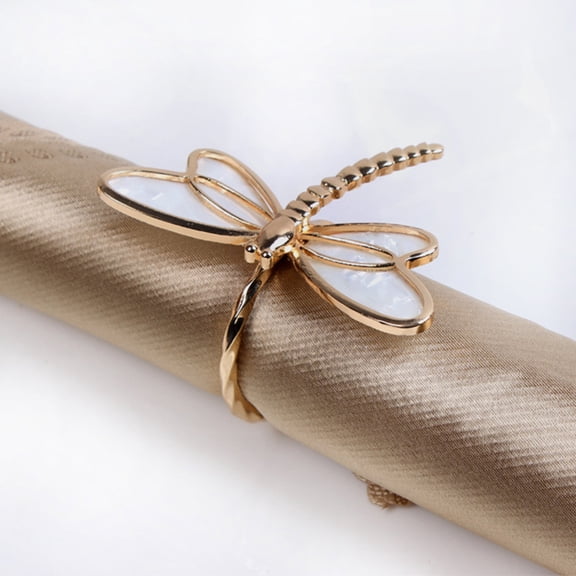 Minkissy Party Napkin Buckle in Metal with Creative Dragonfly Design for Table Decor and Events