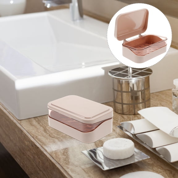 Minkissy 1Pcs Soap Box with Lid Pink ABS Material for Bathroom and Kitchen Accessories Compact and Simple Look Design