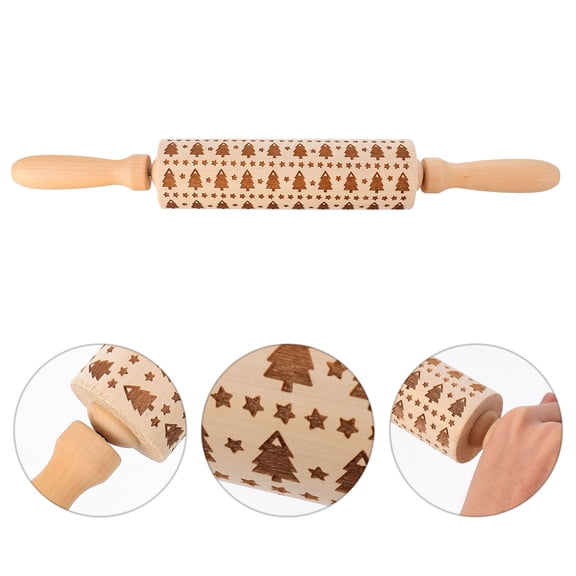 Minkissy Textured Wooden Rolling Pin with Pattern for Professional Bakery and Home Baking, and Easy to Use
