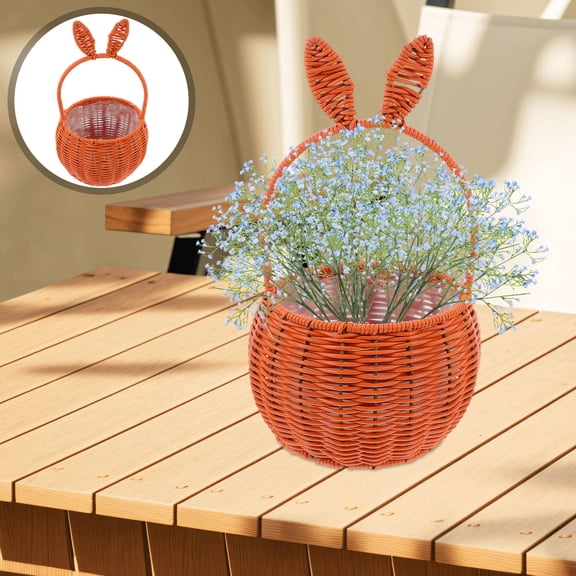 Minkissy Brown Woven Flower Basket for Home Decor and Easter Celebration, Perfect Spring Floral Arrangement