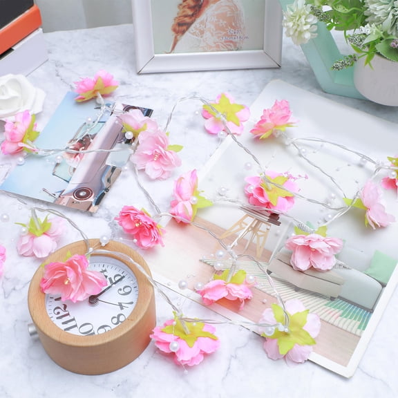 Minkissy 1Set Flower String Lights for Flower Pink LED Lights for Christmas and Special Occasions