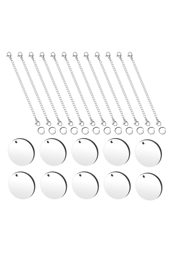 1Set Heat Transfer Sublimation Keychain Blanks Silver for DIY Crafts Decoration