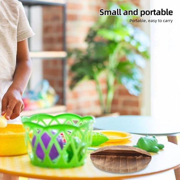 Minkissy Miniature Dollhouse Accessories Khaki Wood Pot Lid 1 Piece for Dollhouse Decoration