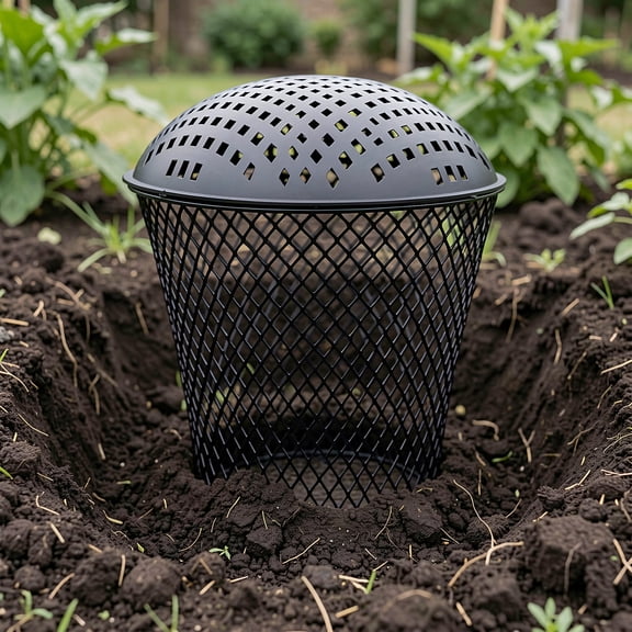 Minkissy Black Inground Iron Worm Composting Bin, , Garden, Easy Operation, Debris Protection