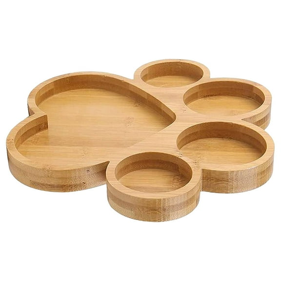 Minkissy 1Set Paw Tableware Cartoon Paw Shaped Bamboo 9.8X9.8X0.8in For Children Snack Plate And Birthday Party