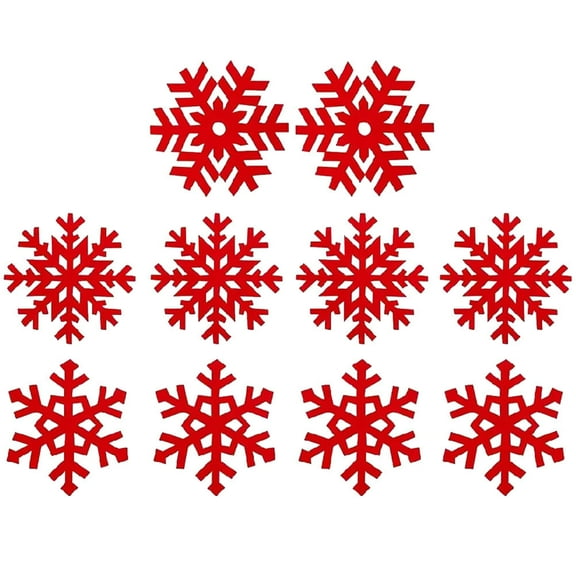 Minkissy Snowflake Table Decor Red Felt 10Pcs Random Style