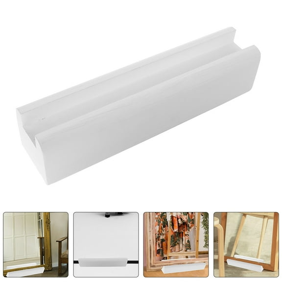 Minkissy 1Pc White Wood Floor Mirror Stand with Adjustable Height and Anti-Skid Base Minimalist Design