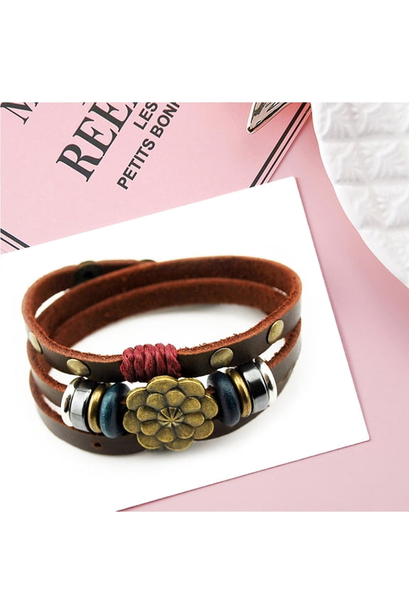 1Set Wrapped Bracelet in Brown Hematite showcasing Snap Button Wrap Design for Couples