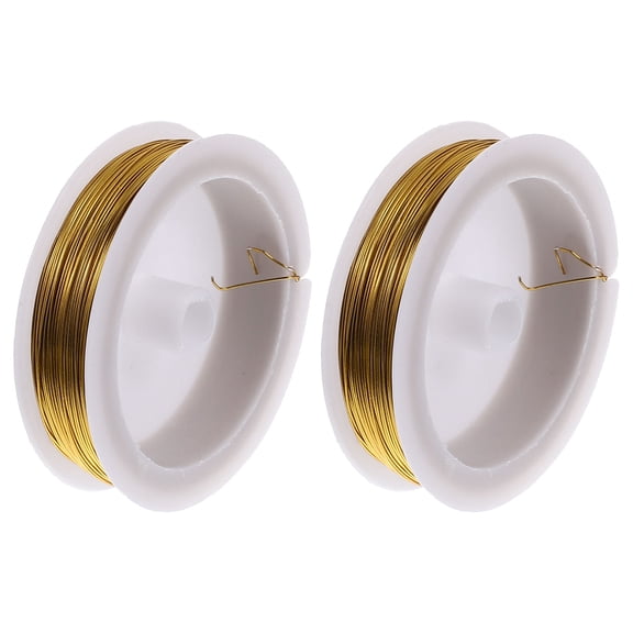 Minkissy 2 Rolls of Florist Wire Roll for Flower Arranging Golden Galvanized Iron Bendable KTV