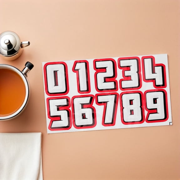 Minkissy 2 Sets Racing Number Decals Reflective Stickers Red Die-Cut Design for Outdoor Sports and Competition Use