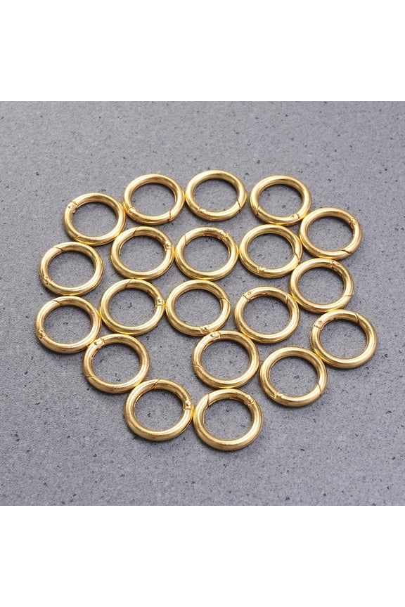 20 Pieces Golden Spring Round Keychain Jump Lock Rings for Key Accessories, Corrosion Resistant for Craft Making