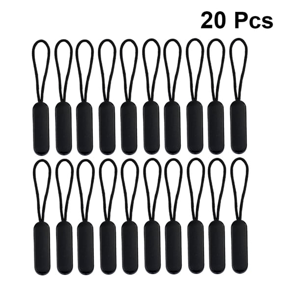 Minkissy 20 Pcs Zipper Pull Cord Ends Black Molded Slider DIY Accessory for Luggage Bag Repair