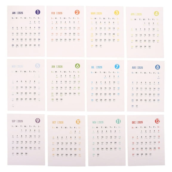 Minkissy 2026 Multi-Color Calendar Sticker Set with Adhesive Countdown Planner and Unique Designs for Home and Office Use