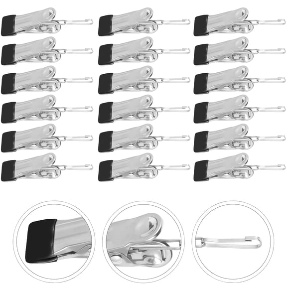 Minkissy 20pcs Stainless Steel Clothes Pins Non Windproof Black Laundry Clips