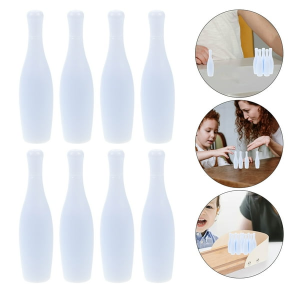 Minkissy 20Pcs Small White Plastic Bowling Pins Replacement for Tabletop Bowling Game Accessories