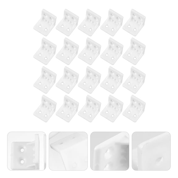 Minkissy 20pcs L Shape Plastic Corner Braces for Bookshelf Table Reinforcement and Furniture Support