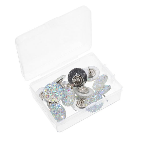 Minkissy 20pcs Rhinestone Pushpins Decorative Round Head Thumb Tacks Multi-colored Office Use