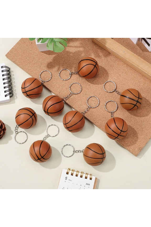 24pcs Basketball Keychain Stress Relief Alloy Key Hanging Pendants for Young People