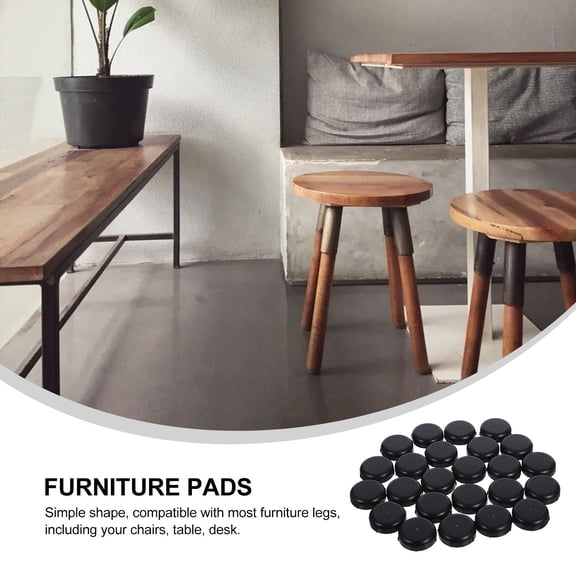 Minkissy 24-Pack Black Plastic Chair Leg Pads Non- Furniture Grippers for Home Use Noise Reduction Floor