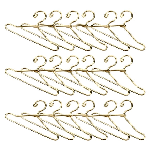 Minkissy 24pcs Doll Clothes Hangers Metal Golden Display Rack for Doll Clothes Storage and Organization
