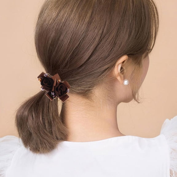 Minkissy 2Pcs Assorted Color Rose Scrunchies Soft Comfortable Hair Ties for Stylish Updo