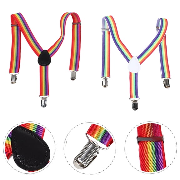 Minkissy 2Pcs Assorted Color Strap Clips Durable Adjustable Striped Suspenders Fashionable
